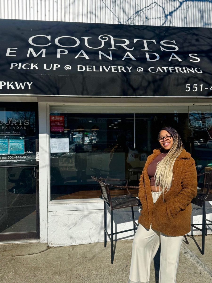 Courtney, owner of Courts Empanadas, outside the shop at 7 Ampere Parkway, East Orange